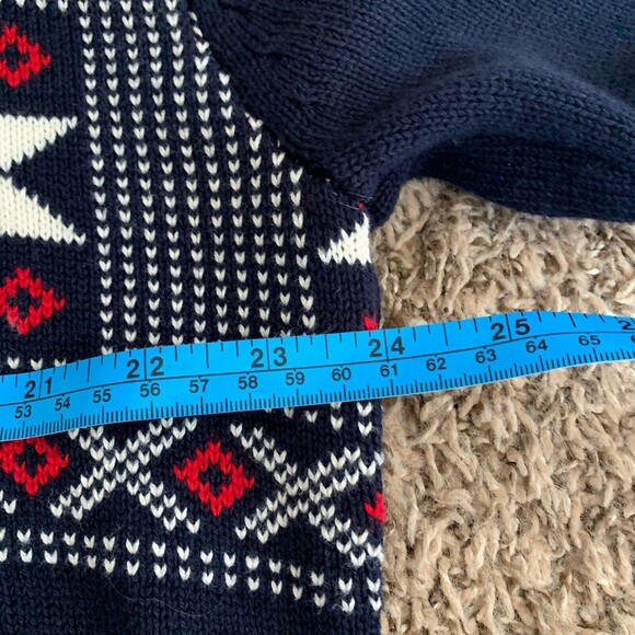 Weatherproof Vintage Navy Fair Isle 1/4 Zip Holiday Snowflake Sweater Mens XL - Picture 4 of 6